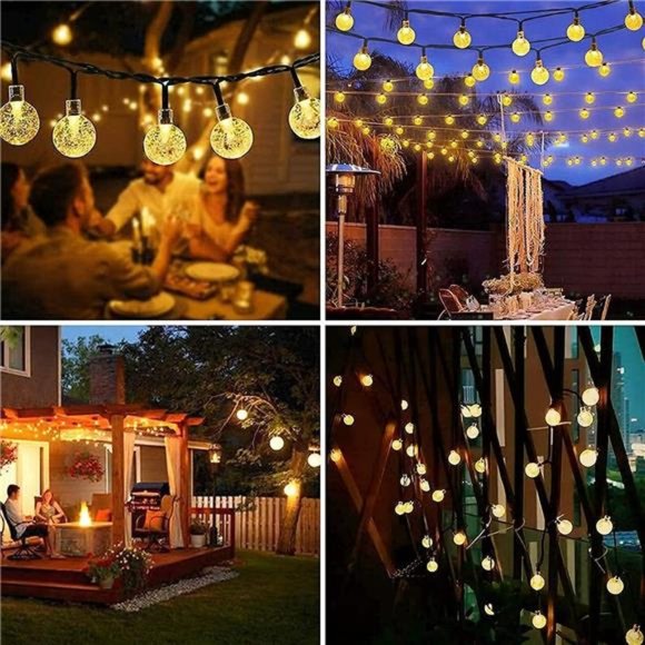 2-Pack 100 LED 64FT Crystal Globe Solar String Lights Outdoor, Waterproof - Picture 3 of 7